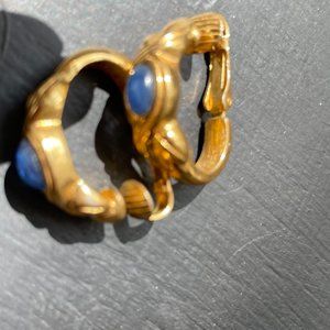 3 ITEMS Signed Cara Lee Earrings, Navy Long bead, & one  genuine Lapis Lazuli